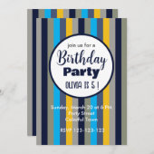 Bunte Streifen Geburtstagsparty Einladung (Vorne/Hinten)
