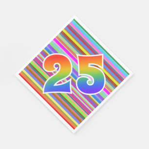 Bunte Streifen + Regenbogen-Muster "25" Ereignis # Serviette