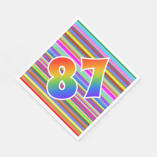 Bunte Streifen + Regenbogen-Muster "87" Ereignis # Serviette