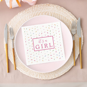 Bunte Streusel Es ist ein Mädchen Baby Shower Papi Serviette