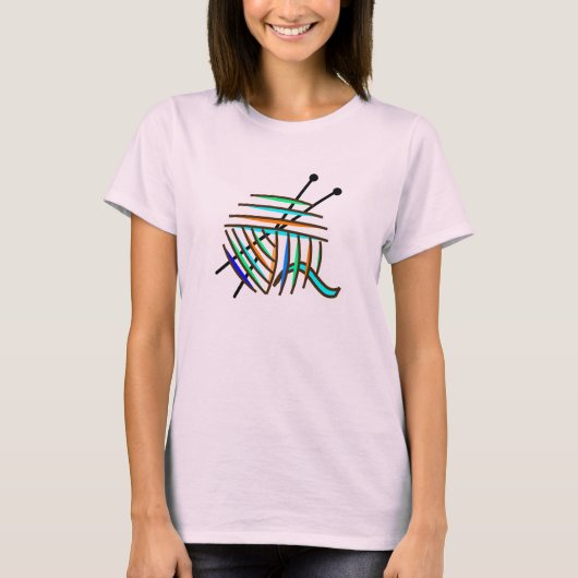Bunte Stricknadeln und Garn T-Shirt (Vorderseite)