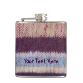 bunte Strickstreifen Vintages Design Flachmann (Vorderseite)