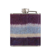 bunte Strickstreifen Vintages Design Flachmann (Rückseite)