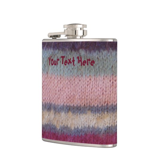 bunte Strickstreifen Vintages Design Flachmann (Links)