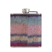 bunte Strickstreifen Vintages Design Flachmann (Rückseite)