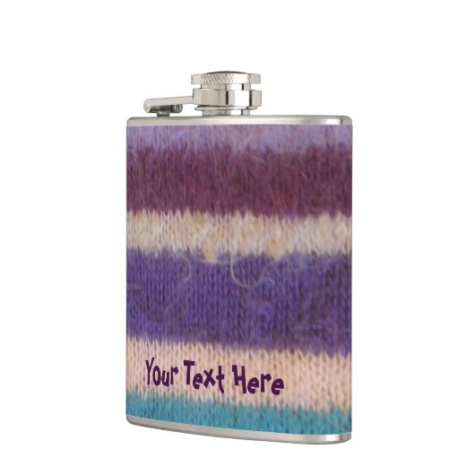 bunte Strickstreifen Vintages Design Flachmann (Links)