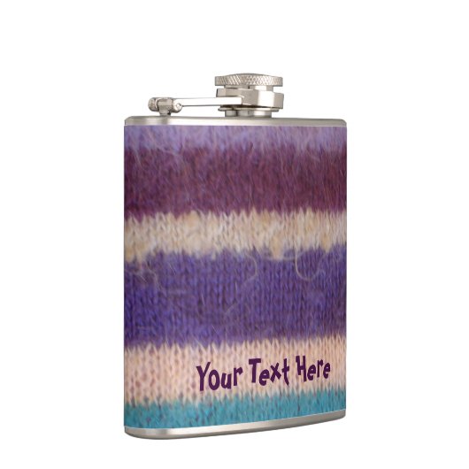 bunte Strickstreifen Vintages Design Flachmann (Rechts)