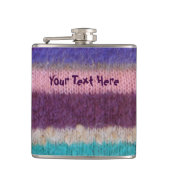 bunte Strickstreifen Vintages Design Flachmann (Vorderseite)