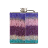 bunte Strickstreifen Vintages Design Flachmann (Rückseite)