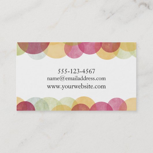 Bunte strukturierte Blasen, moderner wunderlicher Visitenkarte (Rückseite)
