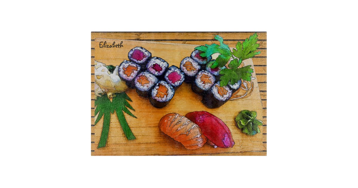Bunte Sushi Die Ausschnitt Brett Zeichnen Schneidebrett Zazzle De
