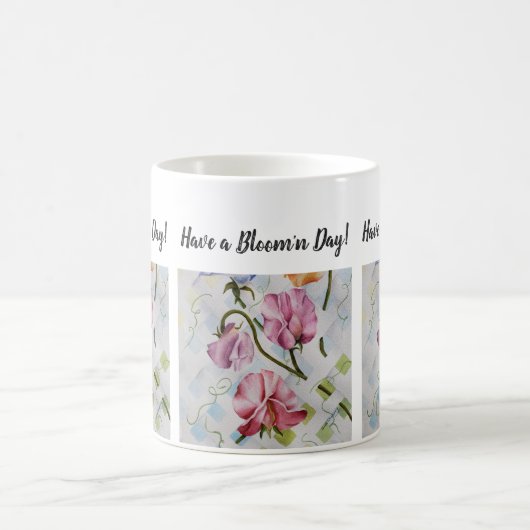 Bunte süße Erbsewatercolor-Blumen Kaffeetasse (Mittel)