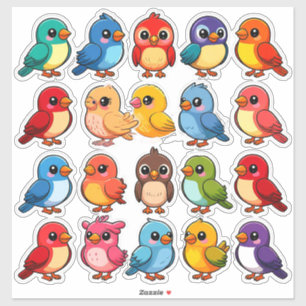 Bunte Süße Vögel Spaß Kinder Geschenk & Süße Dekor Aufkleber