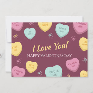 Bunte Süßigkeiten Frohen Valentinstag Feiertagskarte