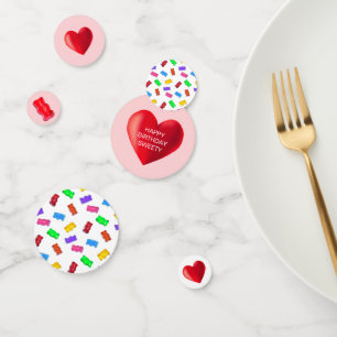 Bunte Süßigkeiten und Herzen Konfetti