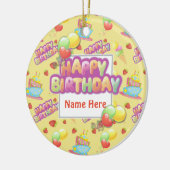 Bunte Süßigkeiten zum Geburtstag Keramik Ornament (Links)