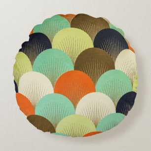 Bunte Tapete: künstlerisches Design. Rundes Kissen