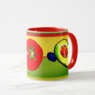 Bunte Tasse mit Avocado-Zwiebel und Tomate