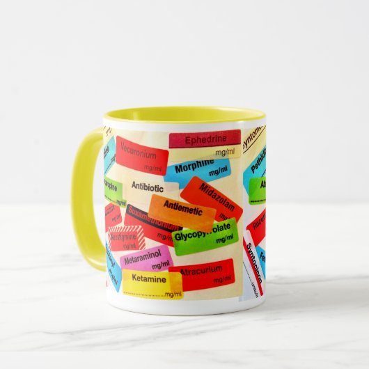 BUNTE TASSEN-DROGEN-AUFKLEBER TASSE (Vorderseite Links)