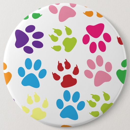 Bunte Tatze druckt Muster Button (Vorderseite)