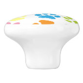 Bunte Tatze druckt Muster Keramikknauf (Seitenansicht)