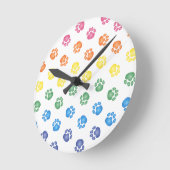 Bunte Tatzendrucke Runde Wanduhr (Winkel)