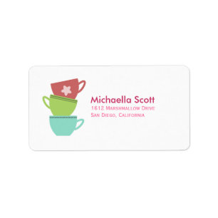 Bunte Teacups Adressaufkleber
