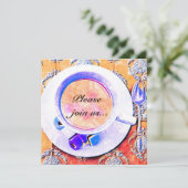 Bunte Teacuptee-Party Einladung (Stehend Vorderseite)