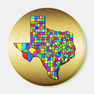 BUNTE TEXAS-LANDKREIS-KARTE MAGNET