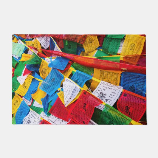 Bunte tibetische Gebetsflaggen - Tibet Fußmatte (Vorderseite)