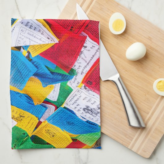 Bunte tibetische Gebetsflaggen - Tibet Geschirrtuch (Viertel Falte)