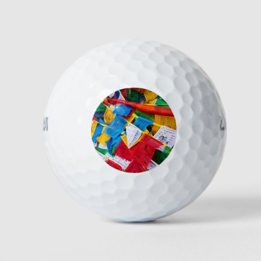 Bunte tibetische Gebetsflaggen - Tibet Golfball (Vorderseite)