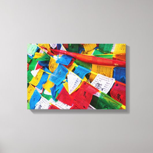 Bunte tibetische Gebetsflaggen - Tibet Leinwanddruck (Vorderseite)