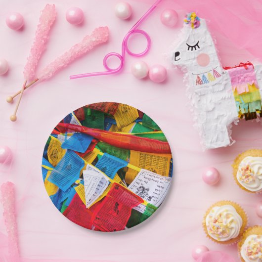 Bunte tibetische Gebetsflaggen - Tibet Pappteller (Party)