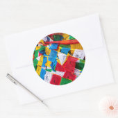 Bunte tibetische Gebetsflaggen - Tibet Runder Aufkleber (Umschlag)