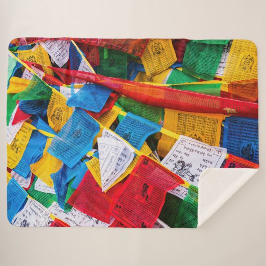 Bunte tibetische Gebetsflaggen - Tibet Sherpadecke (Vorderseite (Horizontal))