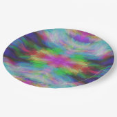 Bunte Tie-Dye-Stil-Kunst Pappteller (Schrägansicht)