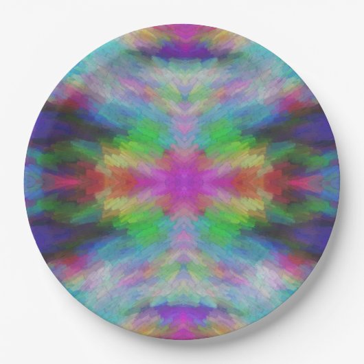 Bunte Tie-Dye-Stil-Kunst Pappteller (Vorderseite)