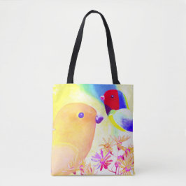 Bunte Tie-Dye Vögel Tasche