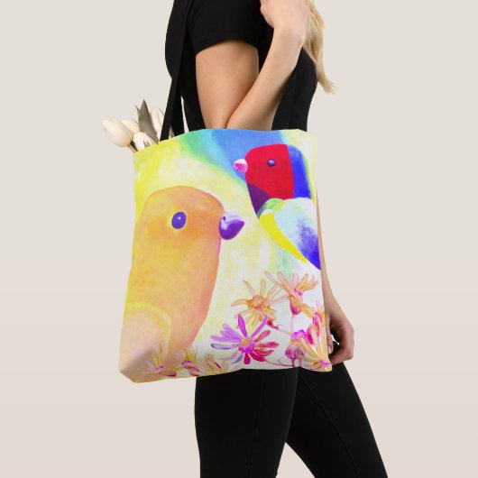 Bunte Tie-Dye Vögel Tasche (Von Nahem)