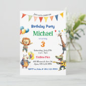 Bunte Tiere Geburtstagsparty Einladung (Stehend Vorderseite)