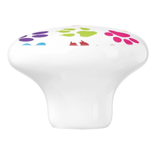 Bunte Tiertatzen-Drucke Keramikknauf (Seitenansicht)