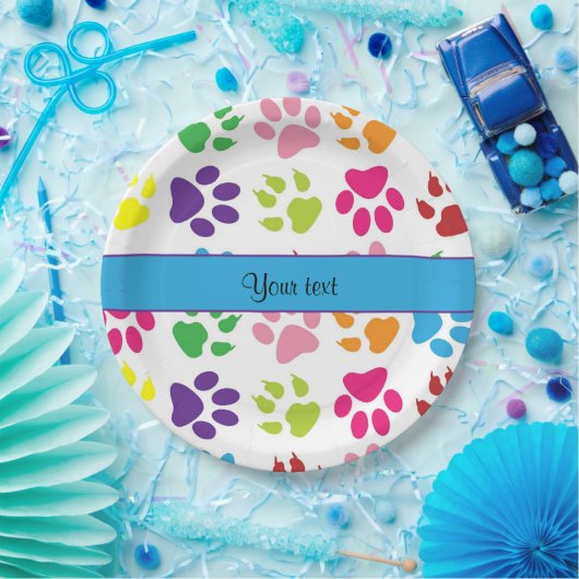 Bunte Tiertatzen-Drucke Pappteller (Party)