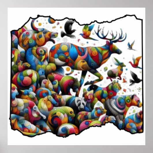 Bunte Tierwelt — wilde Ausbrüche Poster (Vorne)