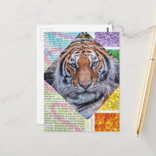 Bunte Tiger-Collage-Postkarte Postkarte (Vorderseite/Rückseite Beispiel)