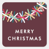 Bunte Tinsel-Girlande Frohe Weihnachten Aufkleber (Vorderseite)