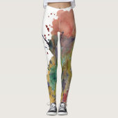 Bunte, trendige, feine Abstrakte Wasserfarbensplit Leggings (Vorderseite)