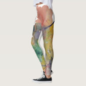Bunte, trendige, feine Abstrakte Wasserfarbensplit Leggings (Links)