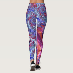 Bunte Trippy Groovy Digitale Abstrakte Fraktal Leggings