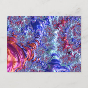 Bunte Trippy Groovy Digitale Abstrakte Fraktal Postkarte